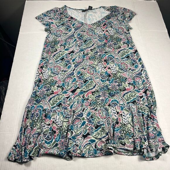 Rachel Zoe Short Sleeve A-Line Dress Paisley Flowy Casual Stretch Relaxed 1X - Picture 1 of 10